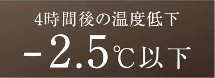 4時間後の温度低下 -2.5℃以下